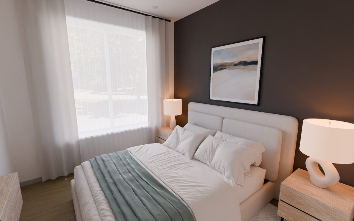 A bedroom by day