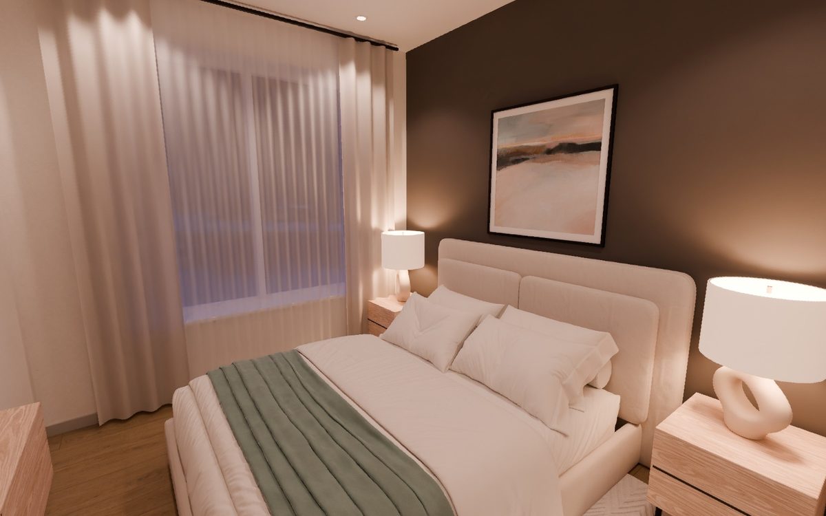 The same bedroom in the evening